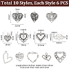 Unicraftale 60Pcs 10 Styles Tibetan Style Alloy Pendants FIND-UN0015-56-3