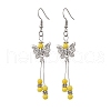 Butterfly 304 Stainless Steel Tassel Dangle Earrings EJEW-JE06422-03-2