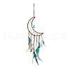 Handmade Leather Woven Net/Web with Feather Wall Hanging Decoration HJEW-G015-08A-1