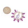 Glass Seed Beaded Flat Round Pendants PALLOY-MZ00570-03-2