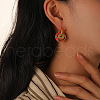 Flat Round with Flower Brass Enamel Hoop Earrings FS-WG5FBC6-01-4