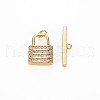 Brass Micro Pave Clear Cubic Zirconia Toggle Clasps KK-S356-724-4