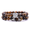 2Pcs Natural Tiger Eye  Round Beaded Stretch Bracelets CG7988-4-1