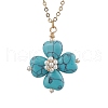 Natural & Synthetic Mixed Gemstone Clover Shamrock Pendant Necklaces NJEW-JN05170-4