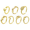 7Pcs 7 Styles Spring Day Theme Brass Micro Pave Clear Cubic Zirconia Cuff Rings for Women RJEW-S399-17G-4