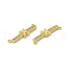 Rack Plating Brass Micro Pave Clear Cubic Zirconia Connector Charms KK-C007-37G-X-3