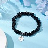 Natural Obsidian Chip Beaded Stretch Bracelets BJEW-JB11133-12-2