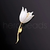 White Champaca Alloy Resin Brooch for Backpack Clothes  PW-WGA49BC-01-1