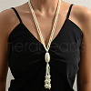 Plastic Pearl Beaded Tassel Y Necklaces for Women FS-WG09D66-04-1