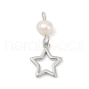 Natural Cultured Freshwater Pearl & Brass Pendants KK-U062-06P-1