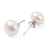 Mother's Day Jewellery Natural Pearl Round Bead Stud Earrings X-EJEW-E298-01G-01P-2