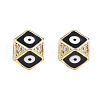 Brass Micro Pave Clear Cubic Zirconia Beads KK-N227-91A-2