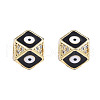 Brass Micro Pave Clear Cubic Zirconia Beads KK-N227-91A-2