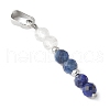 Faceted Round Natural Quartz Crystal & Lapis Lazuli & Kyanite Beaded Pendants PALLOY-JF03529-02-2