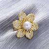 Brass Micro Pave Clear Cubic Zirconia Cuff Rings for Women RJEW-H248-07G-1