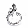 Alloy Lizard Open Cuff Ring for Women RJEW-T009-46AS-2