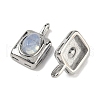 304 Stainless Steel Pave Opalite Rectangle with Oval Charms STAS-L022-516P-06-2