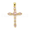 Cross Rack Plating Brass Cubic Zirconia Pendants KK-Z053-13G-03-1