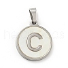 304 Stainless Steel with White Shell Pendants STAS-G268-01C-P-2