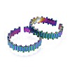 304 Stainless Steel Stripe Textured Cuff Ring RJEW-N038-068-2