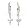 Star 925 Sterling Silver Micro Pave Clear Cubic Zirconia Hoop Earrings for Women EJEW-G427-03P-4