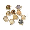 Brass Pave Natural Yellow Opal Faceted Flat Round Connector Charms G-U028-04G-11-1