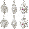 Beebeecraft 6Pcs 3 Styles Rack Plating Brass Micro Pave Cubic Zirconia Pendant STAS-BBC0013-24-1