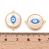 Brass Pave Natural Shell Flat Round Connector Charms KK-N258-10G-3