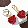 Heart Brass Rhinestone Leverback Earrings EJEW-K289-10G-3