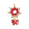 Glass Seed Beaded Flower Pendants PALLOY-MZ00623-04-1
