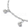 304 Stainless Steel Round Ball Charm Bracelets for Women BJEW-D023-04P-2