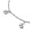Non-Tarnish 304 Stainless Steel Round Ball Charm Bracelets for Women BJEW-D023-04P-2