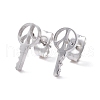 Key Shape 304 Stainless Steel Stud Earrings for Women EJEW-Z017-03P-1