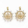 Brass Micro Pave Clear Cubic Zirconia Peg Bails Pendants KK-T062-12G-NF-1