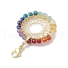 Copper Wire Wrapped 7 Chakra Natural Gemstone Ring Pendant Decorations HJEW-TA00208-4