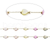 Colorful Natural Shell Heart & Brass Beaded Link Chains CHS-C008-04G-2