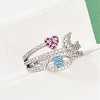 Brass Micro Pave Cubic Zirconia Finger Rings for Women RJEW-C129-05P-3