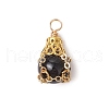 Natural Black Stone Pendants PALLOY-JF03396-03-1
