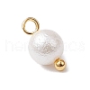 Wrinkle Textured Shell Pearl Round Charms PALLOY-JF03823-01-4