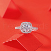 Rhodium Plated 925 Sterling Silver Micro Pave 5.2x3.1mm Moissanite Adjustable Rings for Women WGFA800-02-3