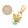 Flower Glass Pendants Decorations HJEW-MZ00248-05-4