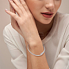 BENECREAT 4Pcs 2 Colors 304 Stainless Steel Open Cuff Bangles Set with Oval Beaded BJEW-BC0001-28-5