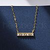 925 Sterling Silver Micro Pave Clear Cubic Zirconia Rectangle Pendant Necklaces for Women NJEW-D316-02G-1
