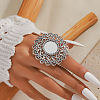 Vintage Flower Alloy Rhinestones Adjustable Rings DU6447-1