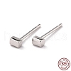 Anti-Tarnish Minimalist Rectangle Rhodium Plated 925 Sterling Silver Stud Earrings EJEW-I259-06P-3