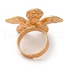Flower Alloy Open Cuff Rings for Women RJEW-U028-01G-4