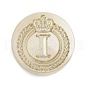 Golden Tone Crown Initial Wax Seal Brass Stamp Heads AJEW-A065-01I-1