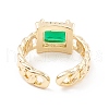 Mother's Day Rings Green Cubic Zirconia Rectangle Cuff Ring KK-D067-35G-RS-3