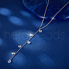 Rhodium Plated 925 Sterling Silver with Clear Cubic Zirconia Lariat Necklaces for Women AM0102-4