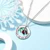 Glass and Alloy Round With Word Forever In My Heart Pendants Necklace NJEW-JN04697-03-3